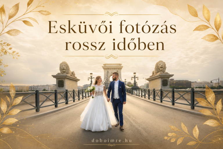 Esküvői fotózás rossz időben — esküvői pár felhős ég alatt a Lánchídon, doboimre.hu blog header